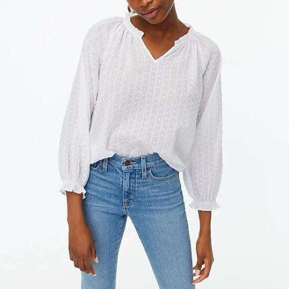 J. Crew NWT White artist top Textured Fabric 100% Cotton  XS 79.00 - Picture 2 of 7